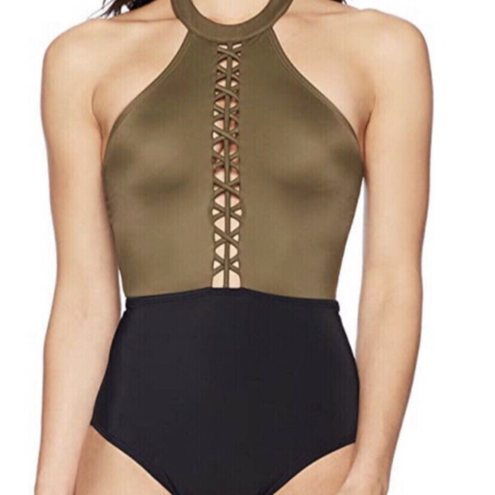 COASTAL BLUE Black & Olive One-piece Swimsuit
